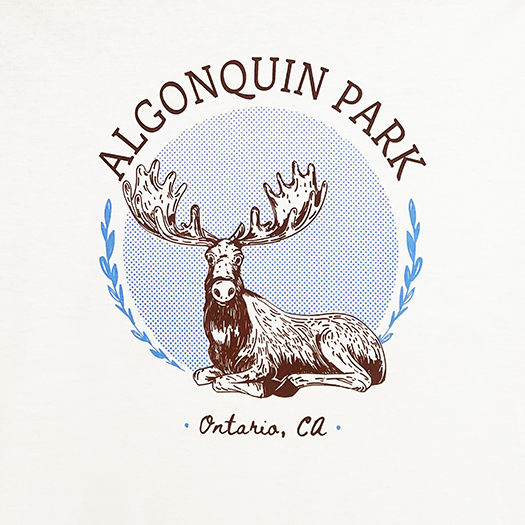Algonquin Park T-Shirt, Hand Drawn Moose Design